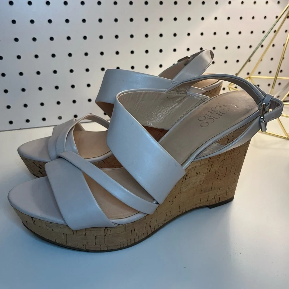 Franco Sarto Seneca Wedge Cork Heeled Sandal Slingback
